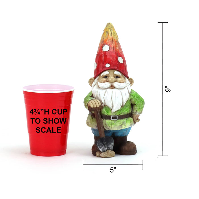 Colorful Gnome with Shovel, with dimensions