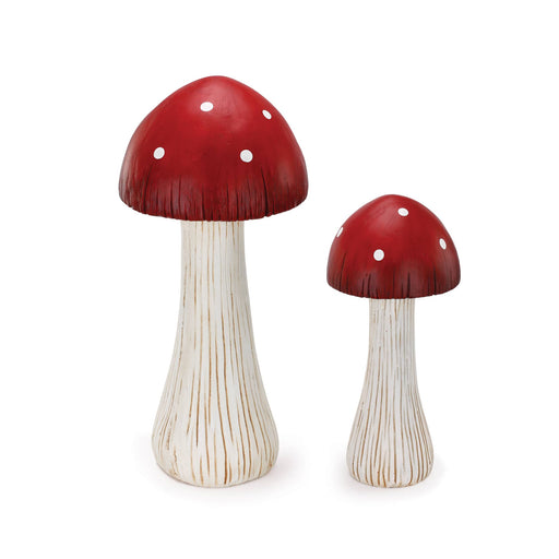 White and Red Mushrooms, Set of 2