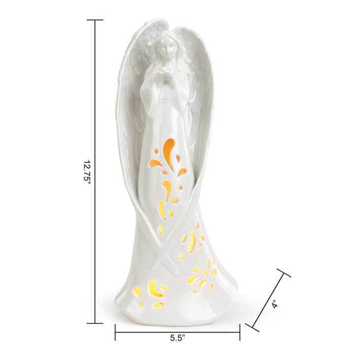 image of Porcelain light up angel with dimensions