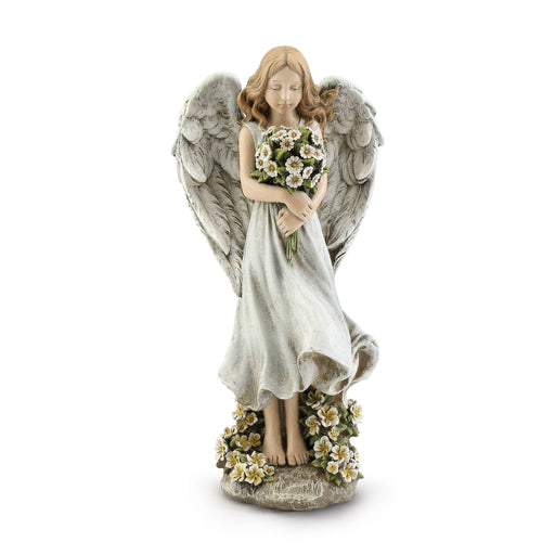Stone Angel Girl Holding Bouquet