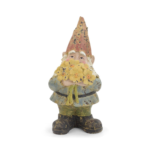Rustic Garden Gnome with Bouquet