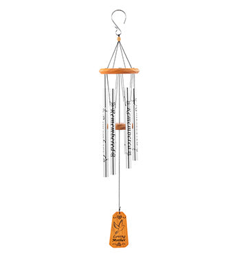 Loving Mother wind chime with wooden plaque on a white background