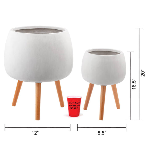 White Planter Stands with Dimensions