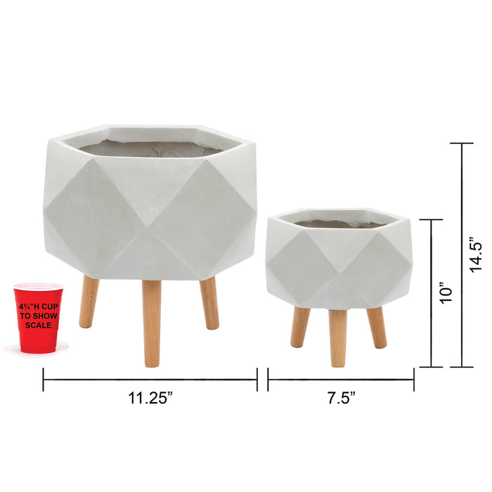 Cream Geometric Planter Stands with Dimensions