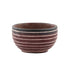 brown pot with striped design on a white background