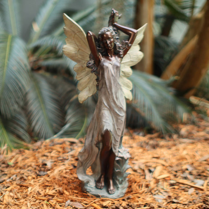 Bronze Standing Fairy in Garden