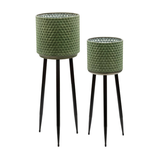 Green tall Plant Stand, set of 2