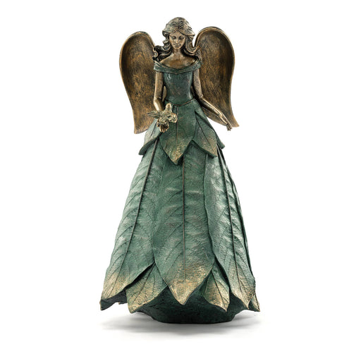 Blue and Bronze Finish Angel with Bird