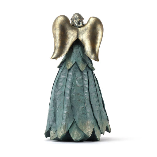 Blue and Bronze Finish Angel with Bird, Back View