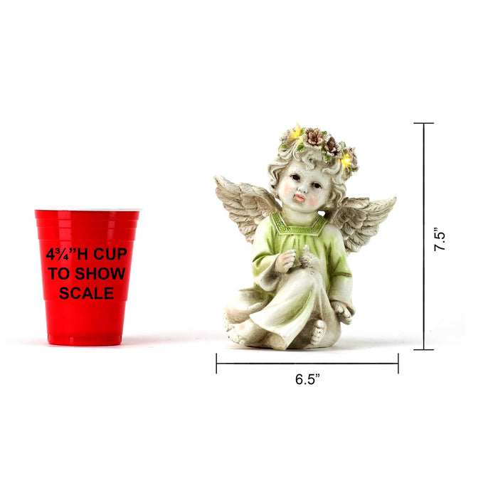 LED Halo Cherub with Bird with Dimensions