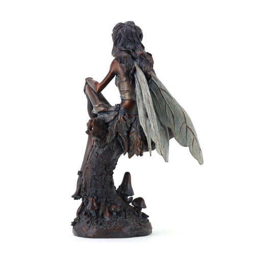 Bronze Finish Sitting Fairy Figure Back View
