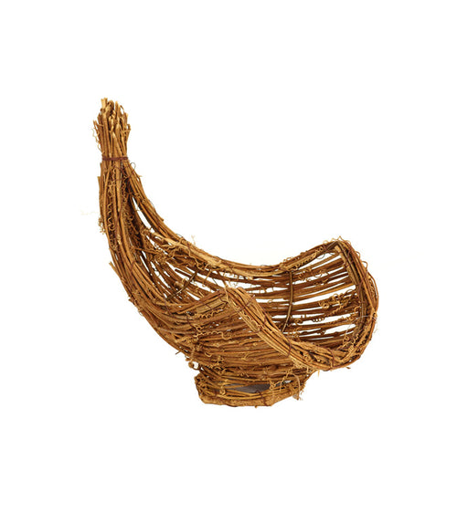 Woven basket made of natural materials on a white background